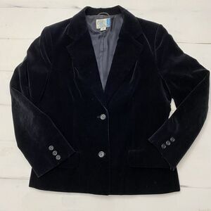 Atkins JR Women's Velvet Black Cotton Blazer Size 13 Made in Japan